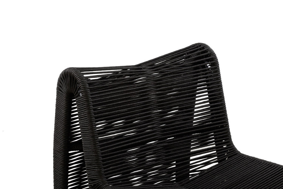 24" Lorenzo Rope Counter Stool, Set of 2, Black