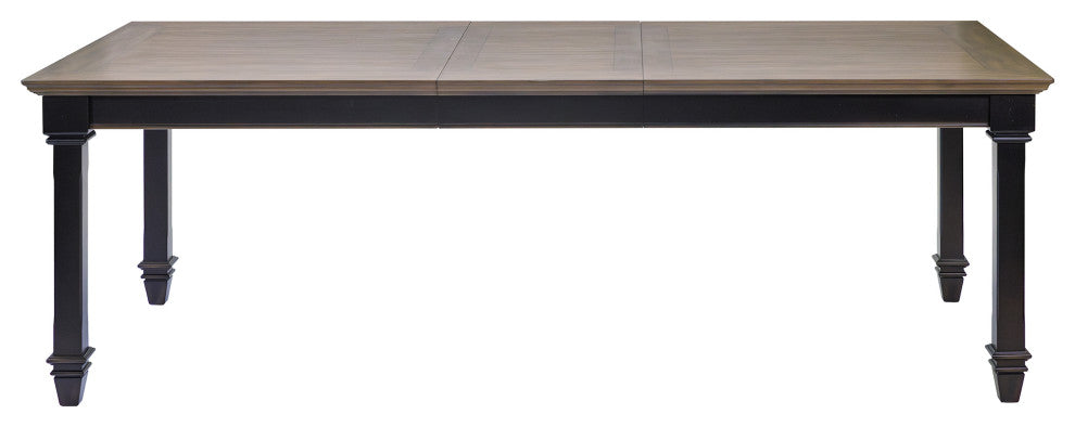 Traditional Wood Kitchen Extension Dining Table and 8-Chairs, Black
