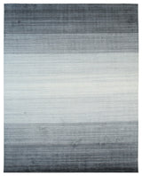 EORC Charcoal Handloomed Wool Rainbow Loom Rug, 5'x8'