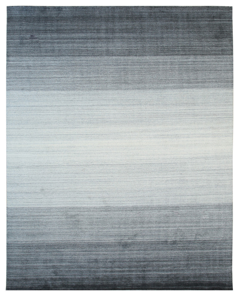 EORC Charcoal Handloomed Wool Rainbow Loom Rug, 5'x8'