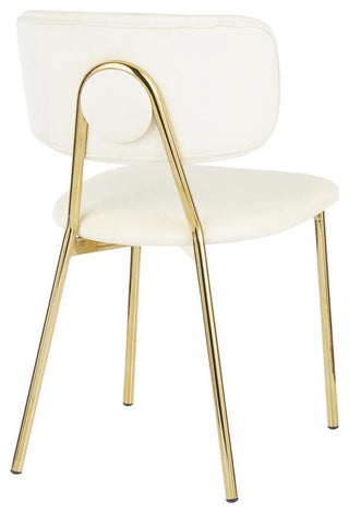 Bouton Contemporary/Glam Chair in Gold Metal and Cream Velvet - Set of 2