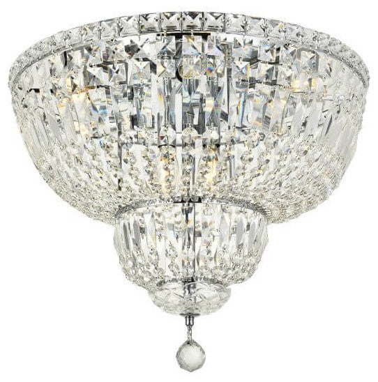 Empire 20" Wide 10-Light Transitional Round Large Flush Mount, Chrome