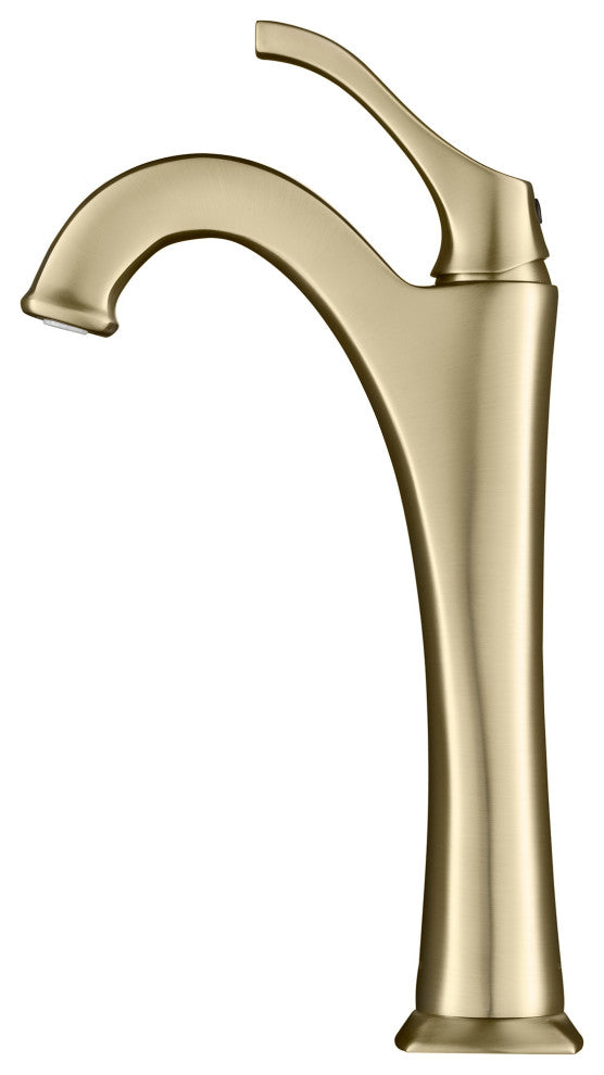 Arlo Single Handle Lever 1-Hole Vessel Bathroom Faucet Brushed Gold w PU Drain