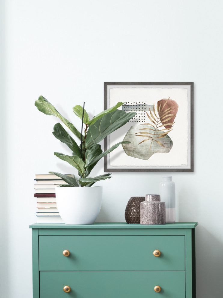 "Rock Ferns" Framed Painting Print, 12x12