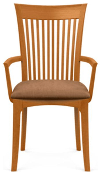 Copeland Sarah Upholstered Armchair, Natural Cherry, Dark Brown Microsuede