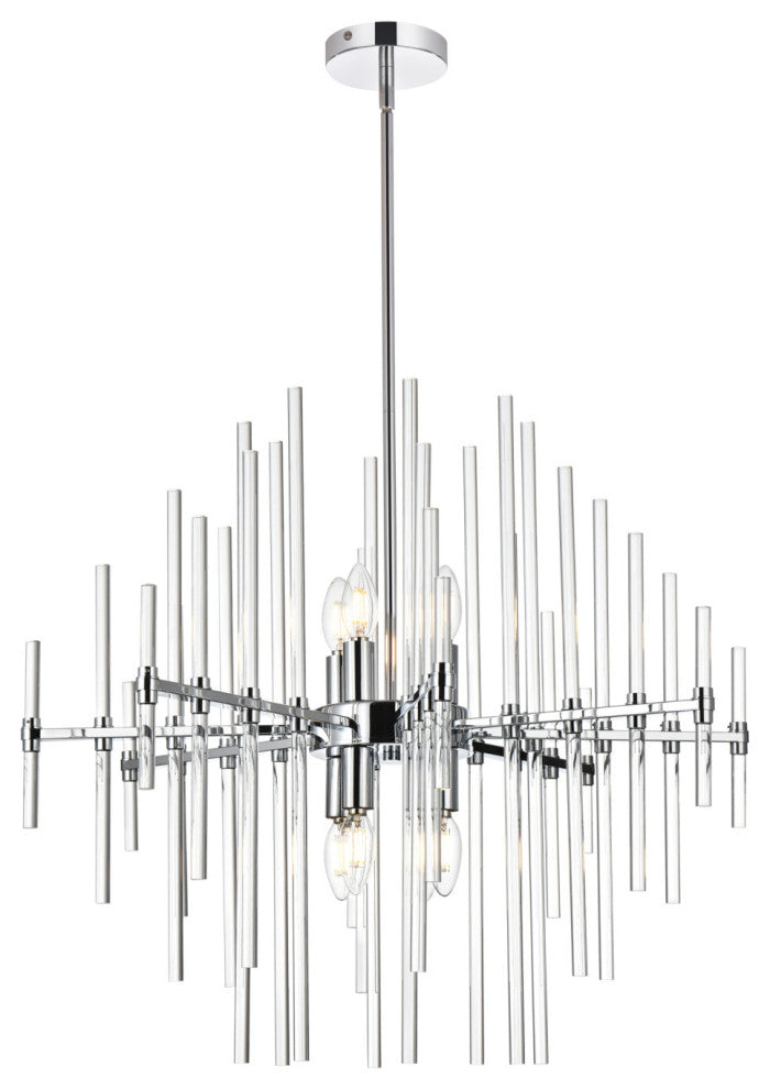 Elegant Lighting 2502D27 Sienna 8 Light 27"W Crystal Chandelier - Chrome