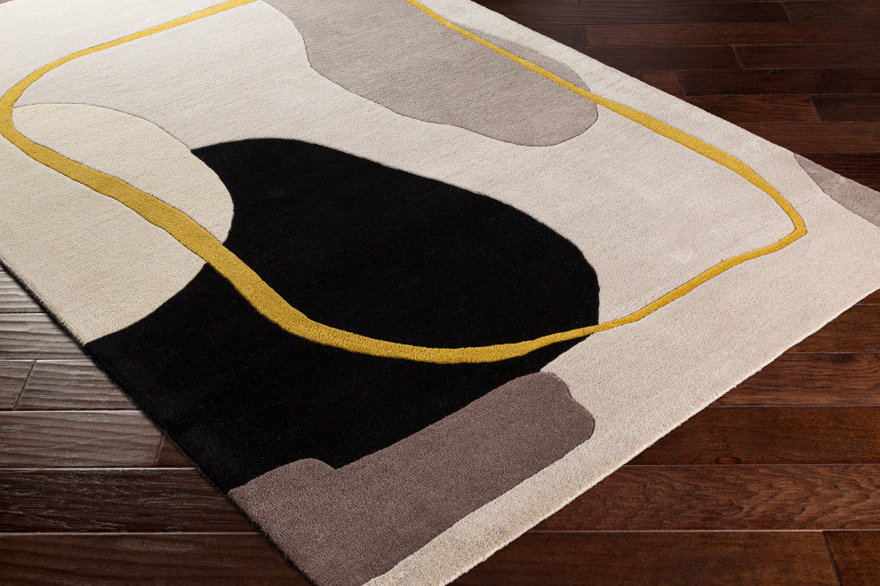 Queens QUN-2303 Modern Mustard/Gray 2'x3' Area Rug
