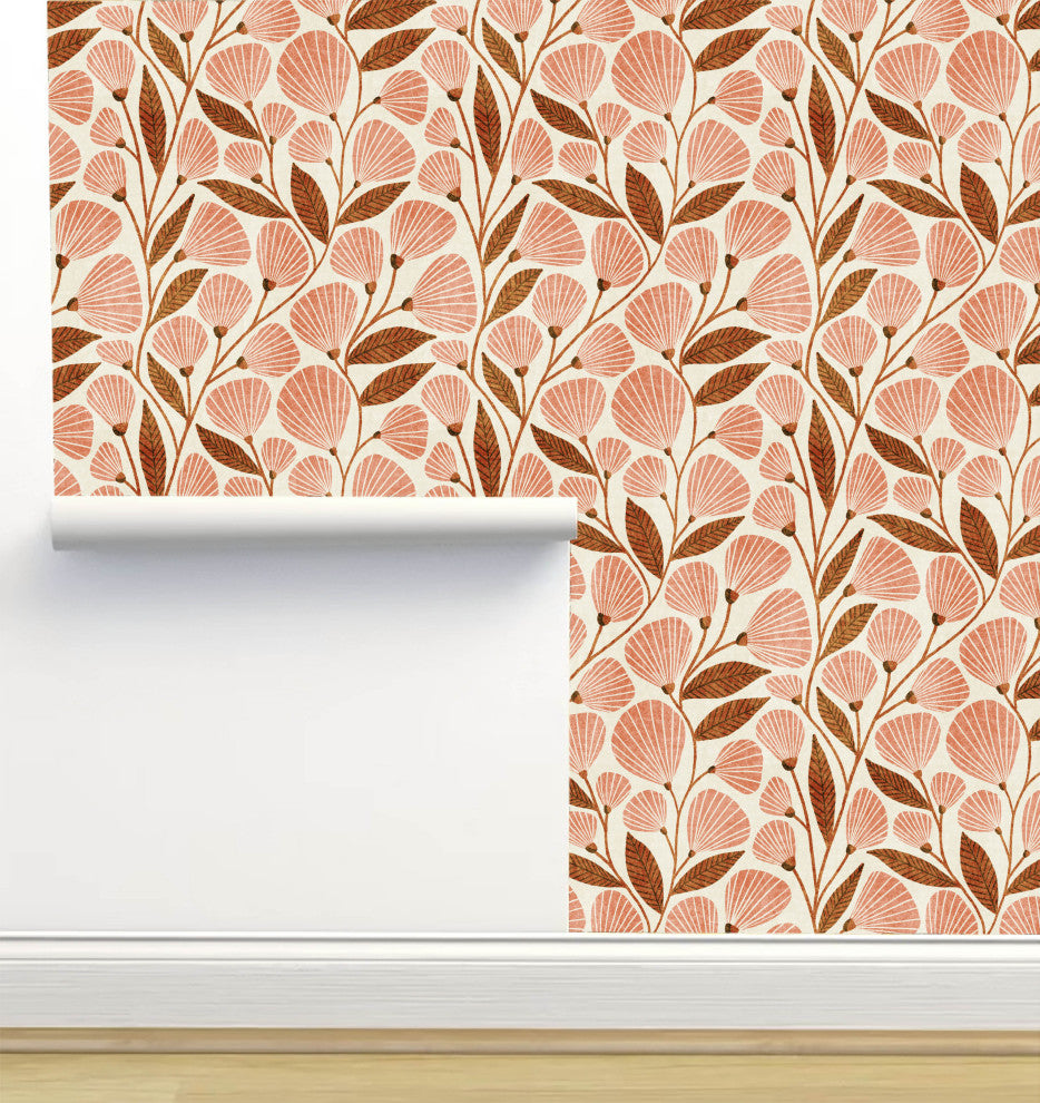 Cecile Pink and Gold Wallpaper, Sample 12"x8"