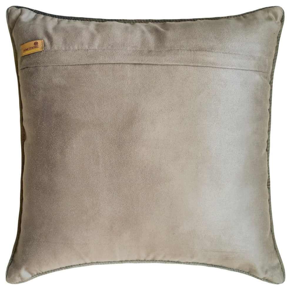 Grey Cotton Geometric, Mosaic, Embroidery 14"x14" Throw Pillow Cover - Web World