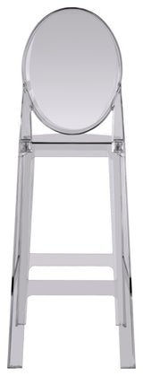 Designer Ghost Style Molded Plastic Bar Height Kitchen Stools For Dining, Smoke, Set of 2