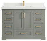 Boston 48 Single Sink Bath Vanity in Evergreen 2" White Quartz