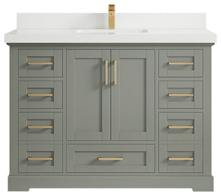 Boston 48 Single Sink Bath Vanity in Evergreen 2" White Quartz