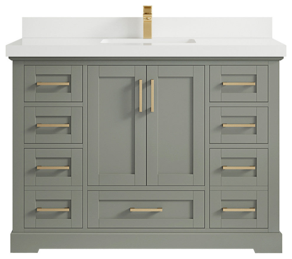 Boston 48 Single Sink Bath Vanity in Evergreen 2" White Quartz