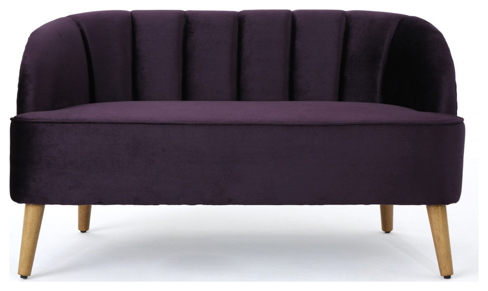 GDF Studio 3-Piece Scarlett Modern New Velvet Loveseat Club Chair Set, Blackberr