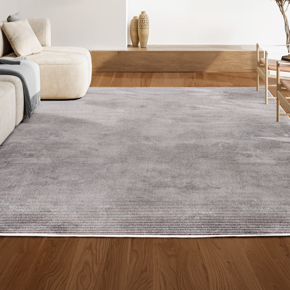 Cole Modern Minimalist Pinstripe High-Low Area Rug