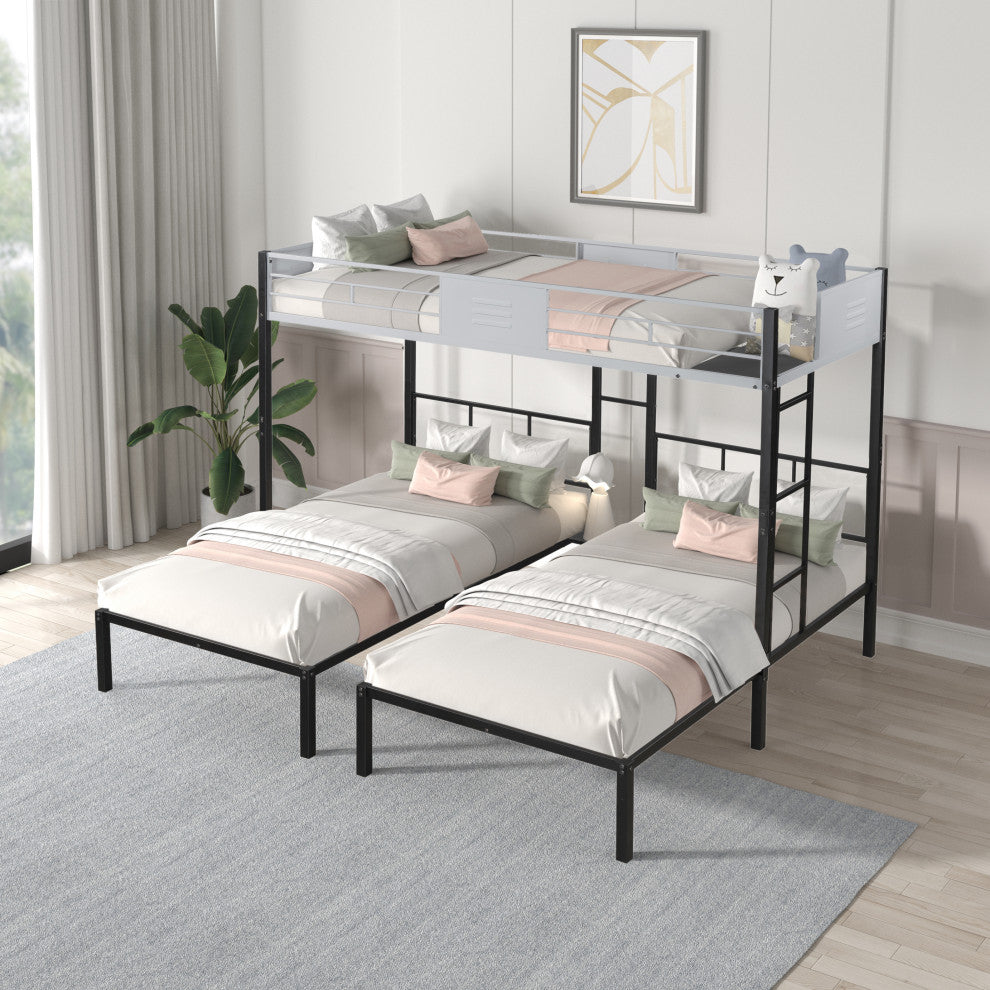 Gewnee Triple Bunk Bed with Vent Board/ Sturdy Metal Frame