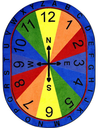 Kid Essentials Rug, Compass Rug, 5'4"x7'8" Oval