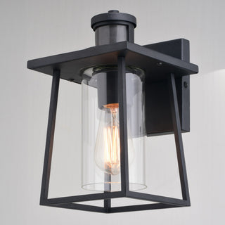 Geneva 7-in. W 1 Light Black Motion Sensor Dusk to Dawn Outdoor Wall Lantern