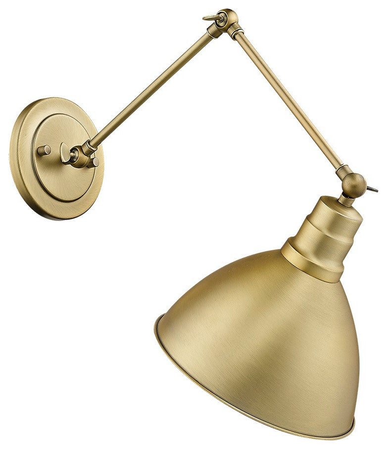 1 Light Wall Mount Cone shaped Adjustable Sconce in Aged Brass