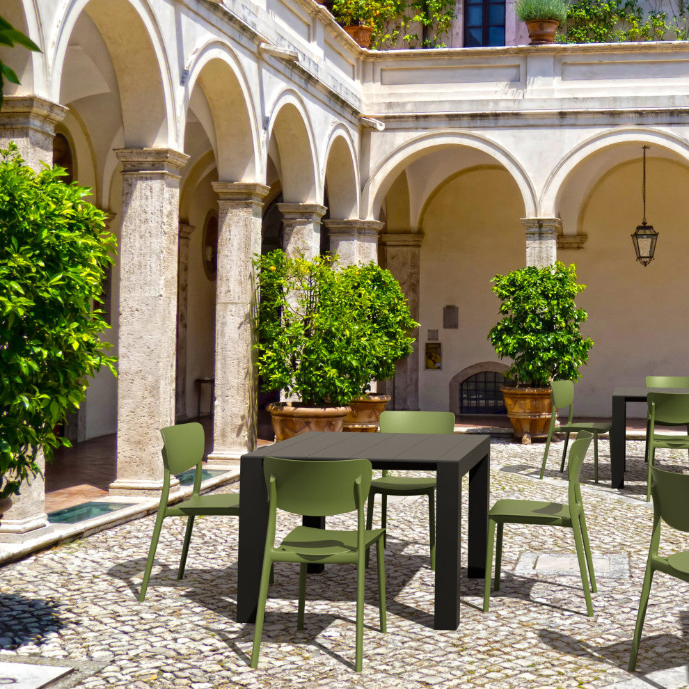 Monna Outdoor Dining Chair, Set of 2, Olive Green