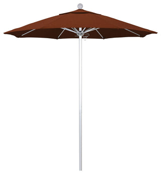 7.5' Silver Anodized Push Lift Aluminum Umbrella, Terracotta Olefin