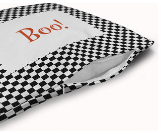 Halloween Boo Checks Accent Pillow With Removable Insert, Black, 18"x18"