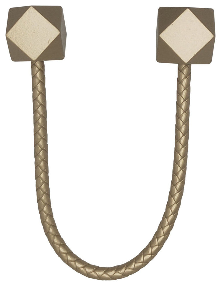 Faux Leather Curtain Tiebacks with Wooden Tips "“ No Installation Needed, Gold, Pack of 1