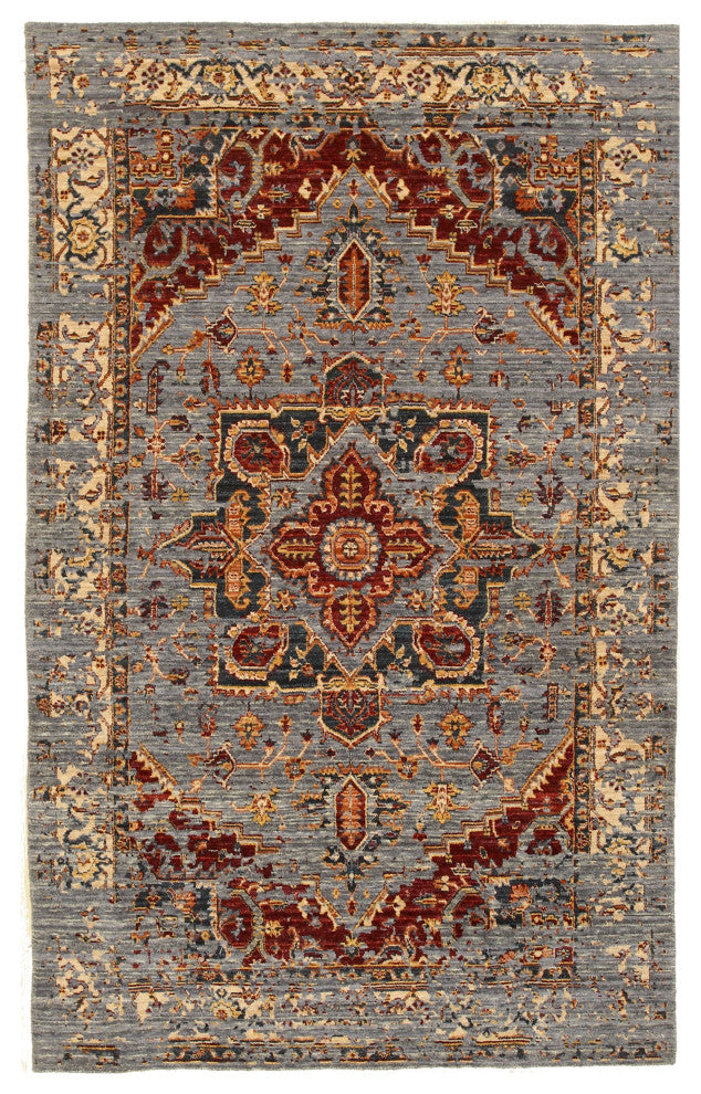 Gold Traditional Geometric Bohemian Serapi Area Rug