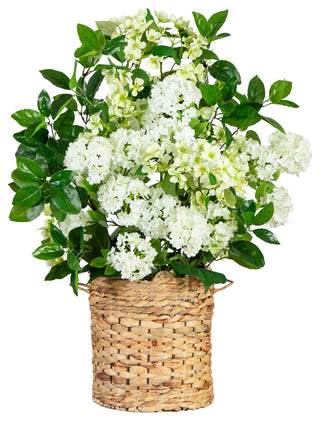 31in. Artificial Mixed Flower Arrangement, Hyacinth Weave Basket