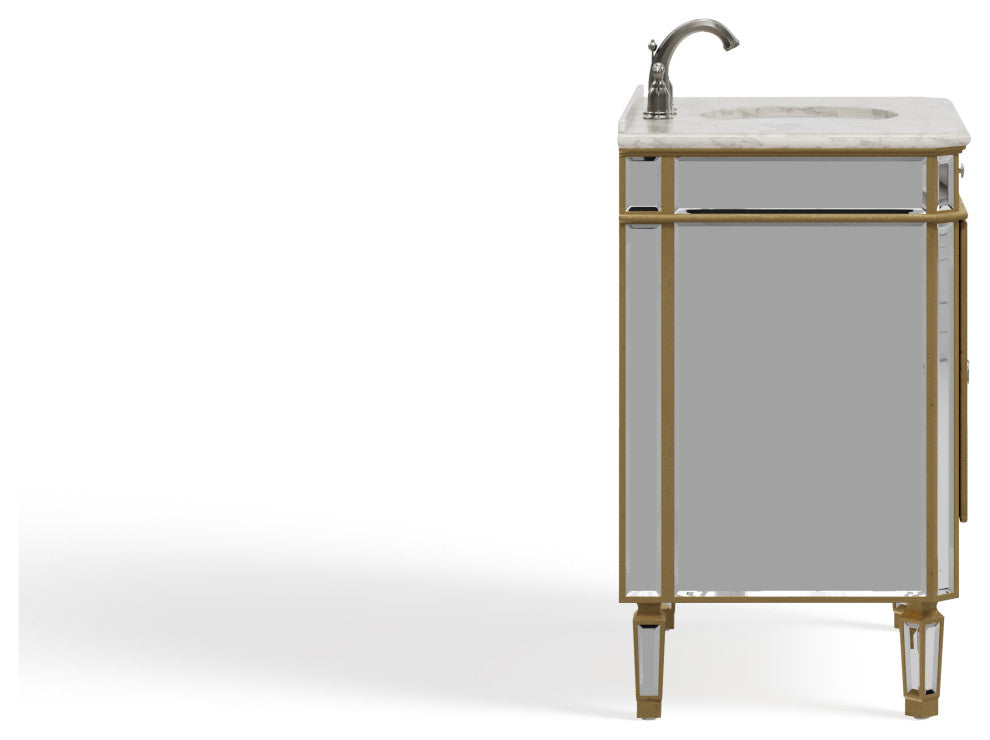 The Calista Bathroom Vanity, Gold, 32", Single Sink, Freestanding
