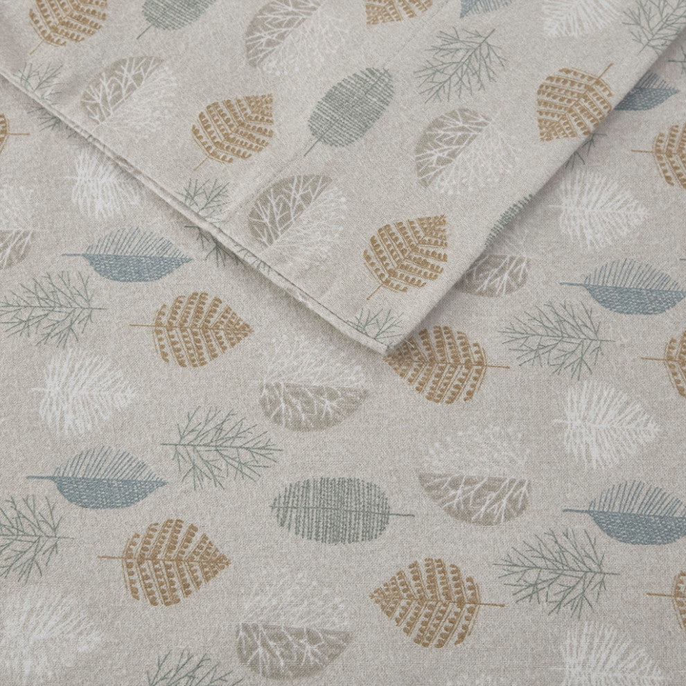 True North by Sleep Philosophy Cotton Flannel Print Sheet Set, Fall Leaves