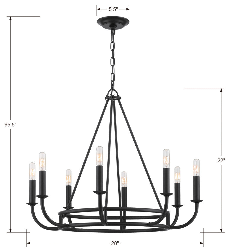 Bailey 8 Light Matte Black Chandelier