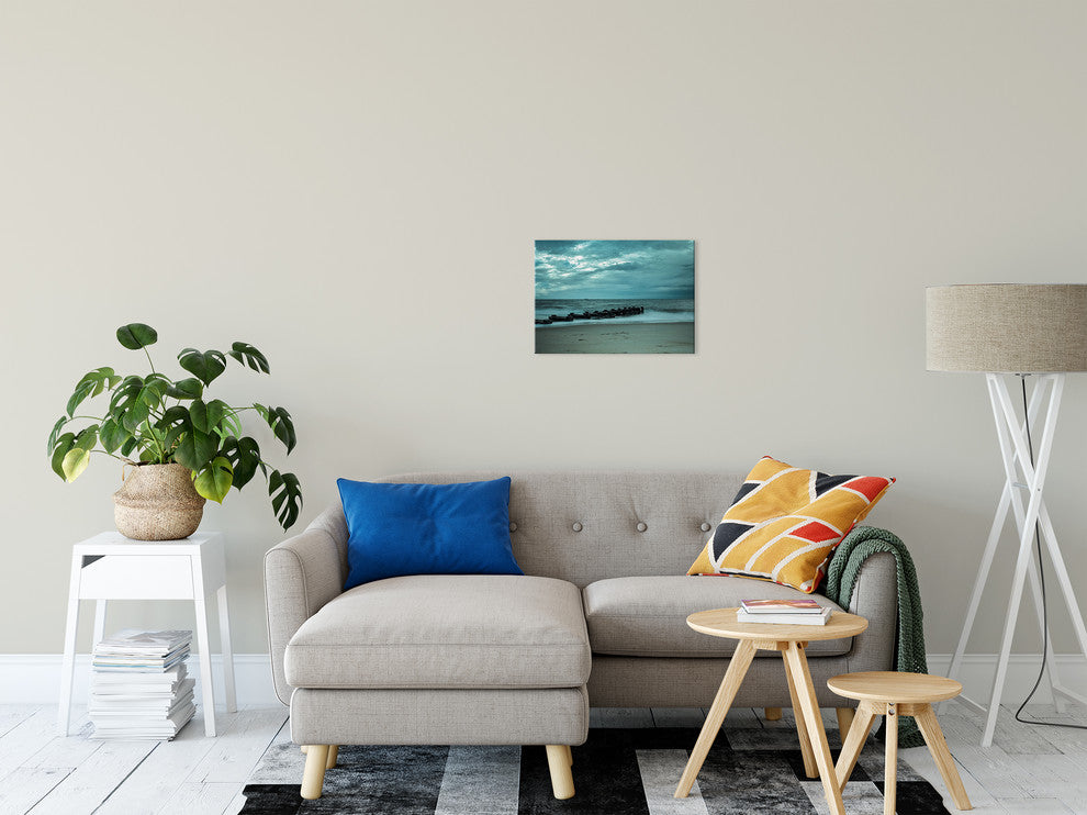 Blue Morning at Rehoboth Coastal Landscape Photo Canvas Wall Art Print, 12" X 16"