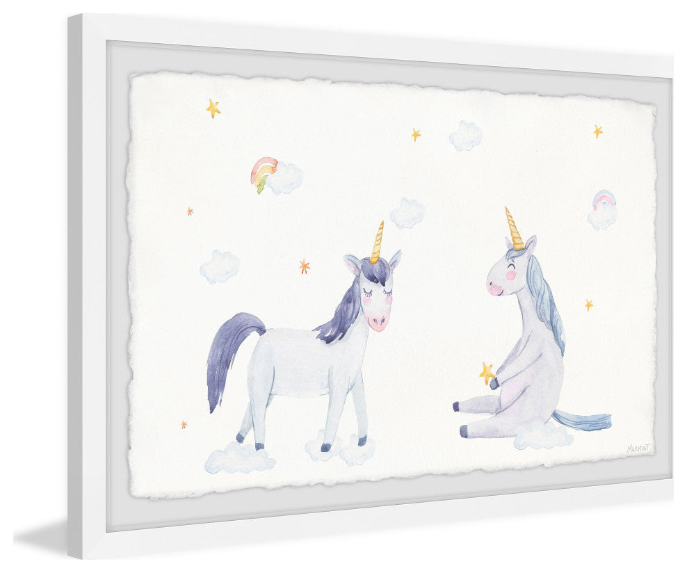 "Unicorn Buddies" Framed Painting Print, 24x16