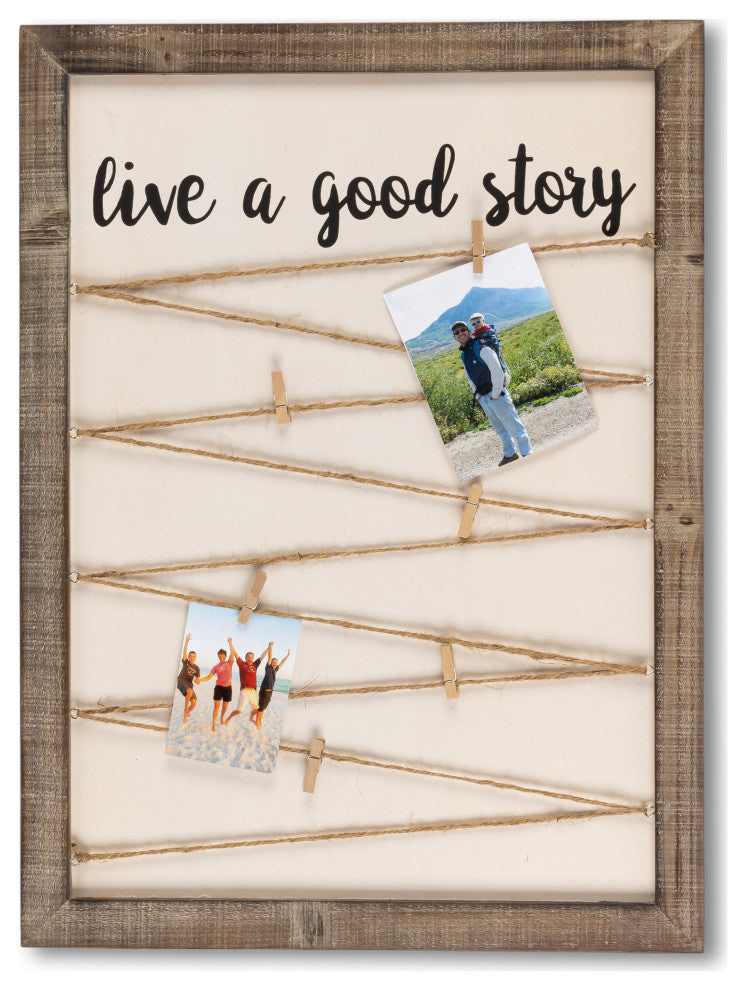 24.21" Wood Collage Memory Bard, 6 Clothespins