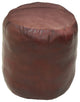 Pouf-Solid Handmade Leather Pouf (Recycled Foam with Fiber Fill), Cherry, [Round} 18x18x18