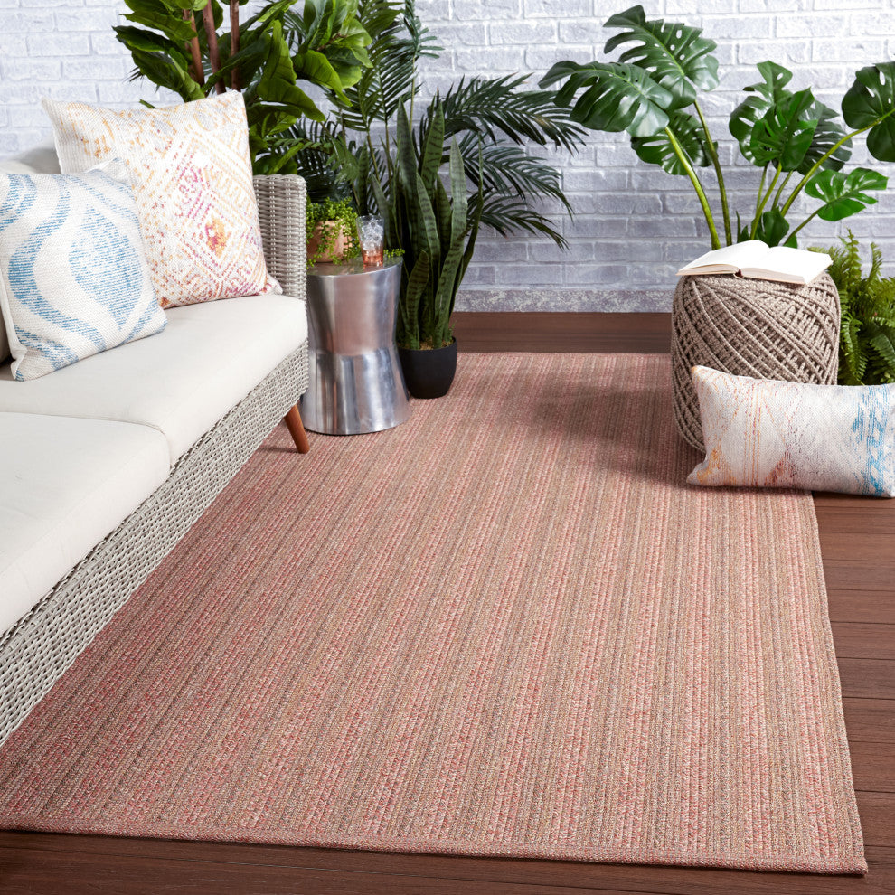 Jaipur Living Topsail Indoor/ Outdoor Striped Area Rug, Rose/Taupe, 5'x8'