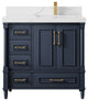 Aberdeen 36 Right Offset Bath Vanity in Hale Navy Blue  2" Calacatta Laza