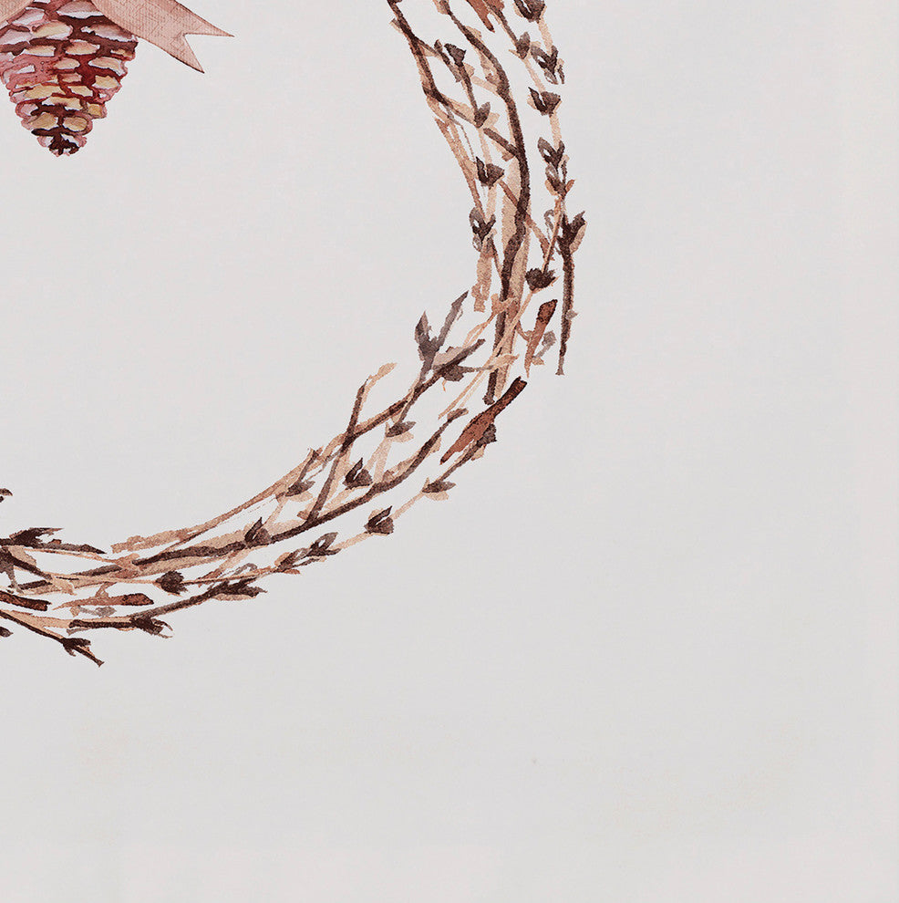 Natural Wreath 18"x14" Off White Holiday Print Placemat, Set of 4