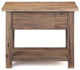 14" Wide Rectangle Rustic Narrow Side Table In Rustic Natural Aged Brown