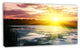 Bright Yellow Sunrise over Lake, Large Seashore Canvas Print, 32"x16"