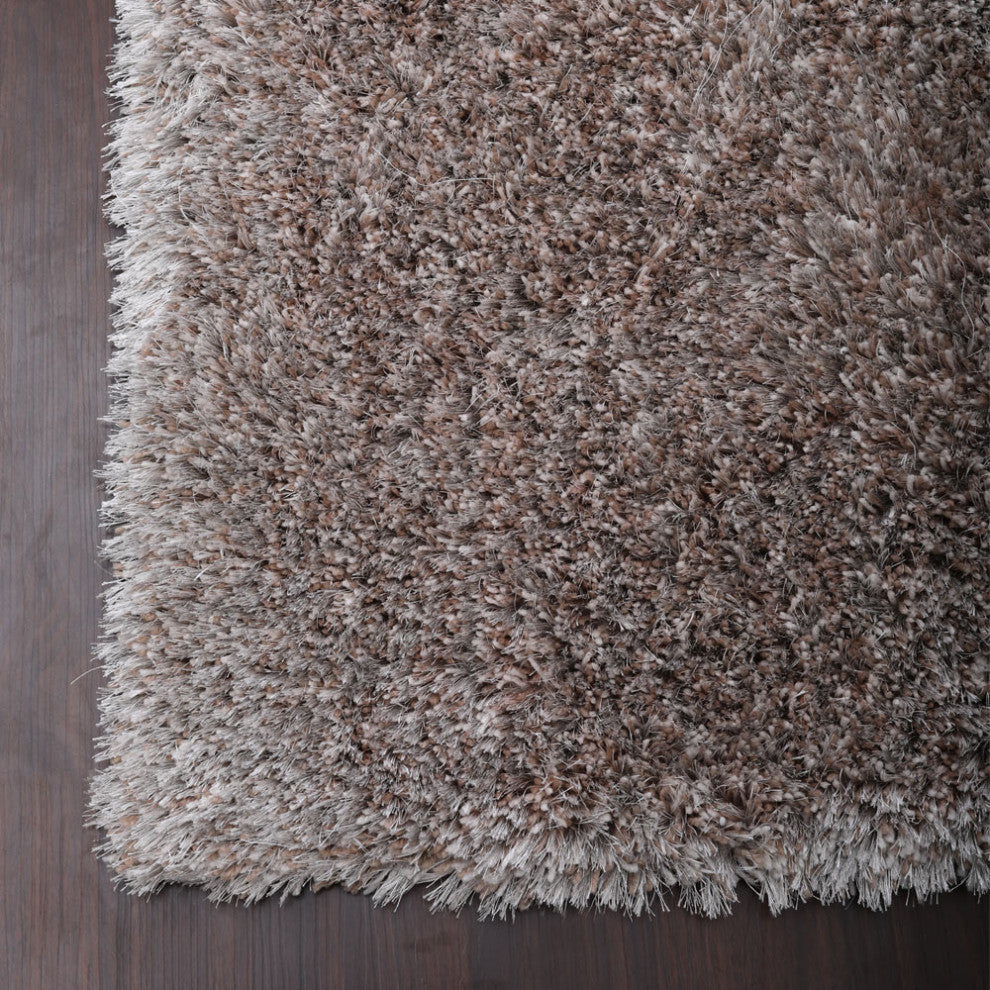 HAND TUFTED SHAG POLYESTER ECO-FRIENDLY AREA RUGS, Silver Color, Solid