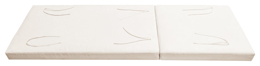 Ursula Outdoor Acacia Wood Chaise Lounge and Cushion Set, Set of 2, Cream