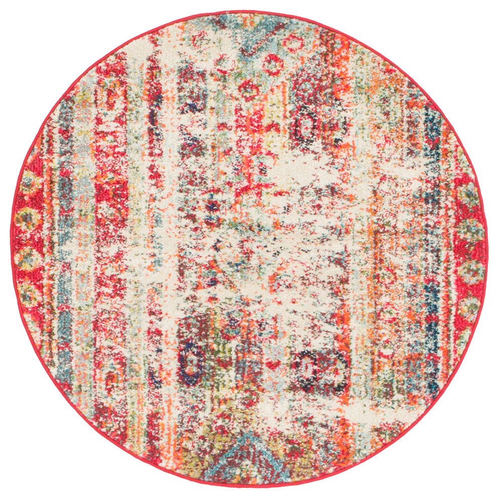 Unique Loom Cherry Pink Yellowstone Sedona 3'' 3 x 3'' 3 Round Rug