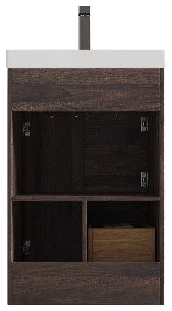 Freestanding Bathroom Vanity With Top Mount Sink, Cali Walnut, 24'' Acrylic Sink