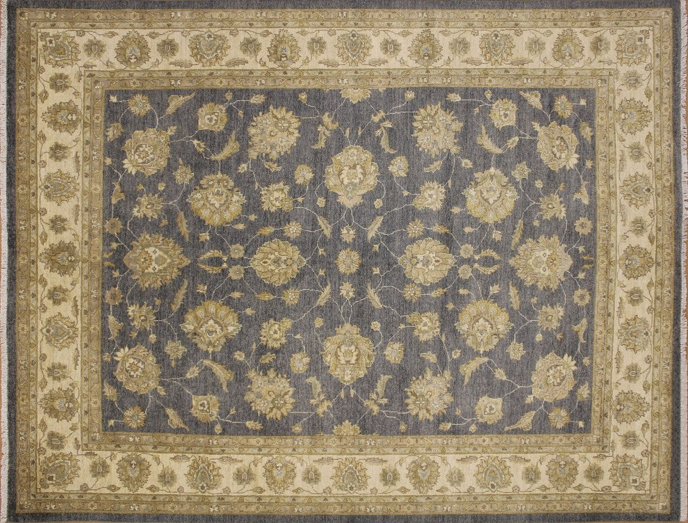 Peshawar Sitora Gray Hand-Knotted Rug, 8'1x9'11