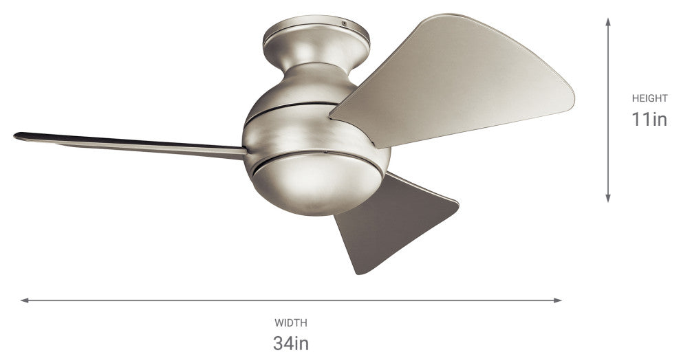 34" Sola Fan LED, Brushed Nickel/Silver Blade
