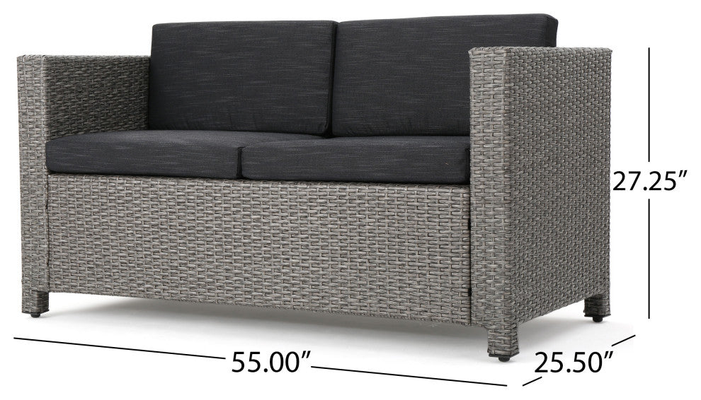 GDF Studio Venice Outdoor 4-Piece Wicker Sofa Set