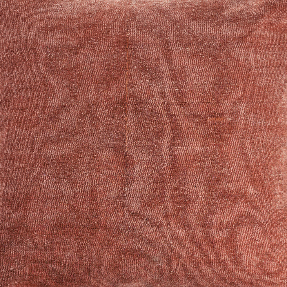 Ox Bay Handwoven Clay Bordered Organic Cotton Pillow Cover, 24"x24"