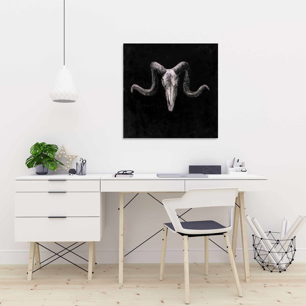 Skeleton Skulls Grunge Style Print On Wrapped Canvas, 24"x24"